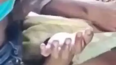 Big boobs GF giving blowjob outdoors