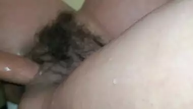 Pregnant Hairy close up creampie on bathroom sink from step sons big dick