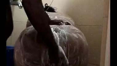 Fat slut soaped in bathroom