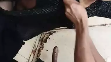 Young wife doggy sex in restroom with manager