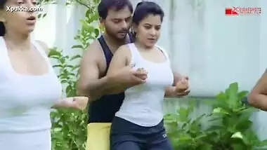 Couch Taking Advantage of Female Trainers Pressing & Touching Boob’s