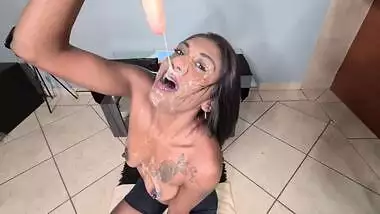 Desi Whore Fucking Her Throat And Rubs The Spit All Over Her Face Spit Play