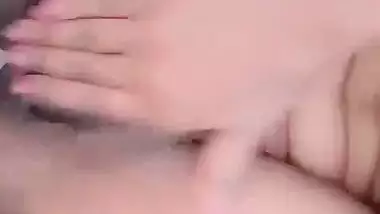 Girlfriend rubbing boobs and hairy pussy FSI nude