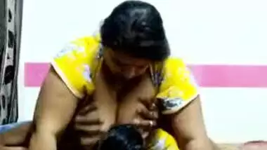 Guy lies on the bed and worships Desi wife's sexy huge XXX hooters