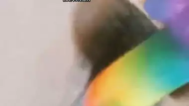 White orgasm pussy masturbation with dildo by horny girl